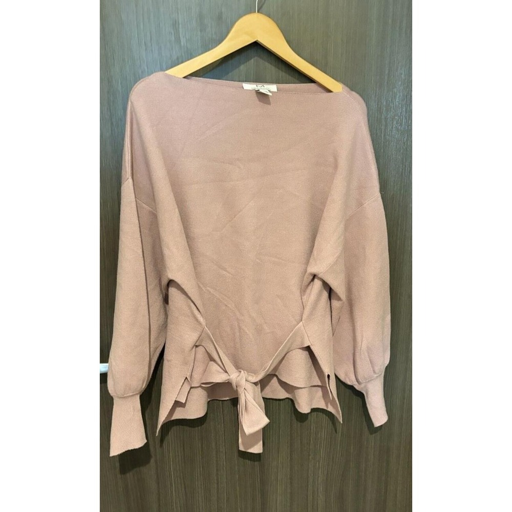 Magaschoni Sweater Women Medium‎ Dusty Rose Viscose High Low Belted boat neck